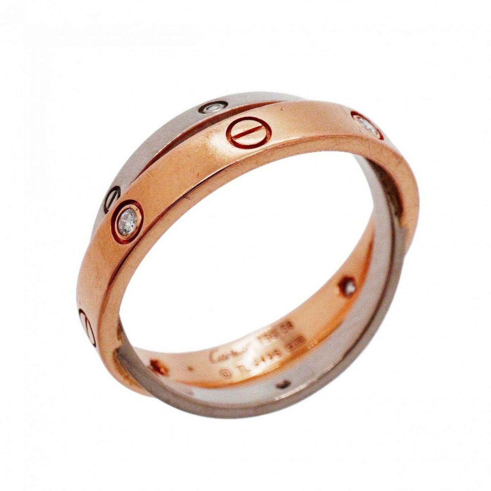 カルティエ(Cartier) カルティエ リング ビーラブ 6PD 18KWG ホワイトゴールド 18KPG ピンクゴールド ダイヤモンド ＃58メンズ