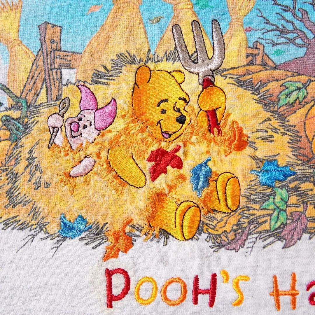 90s ディズニー Disney プーさん Pooh Tシャツ L 相当 グレー