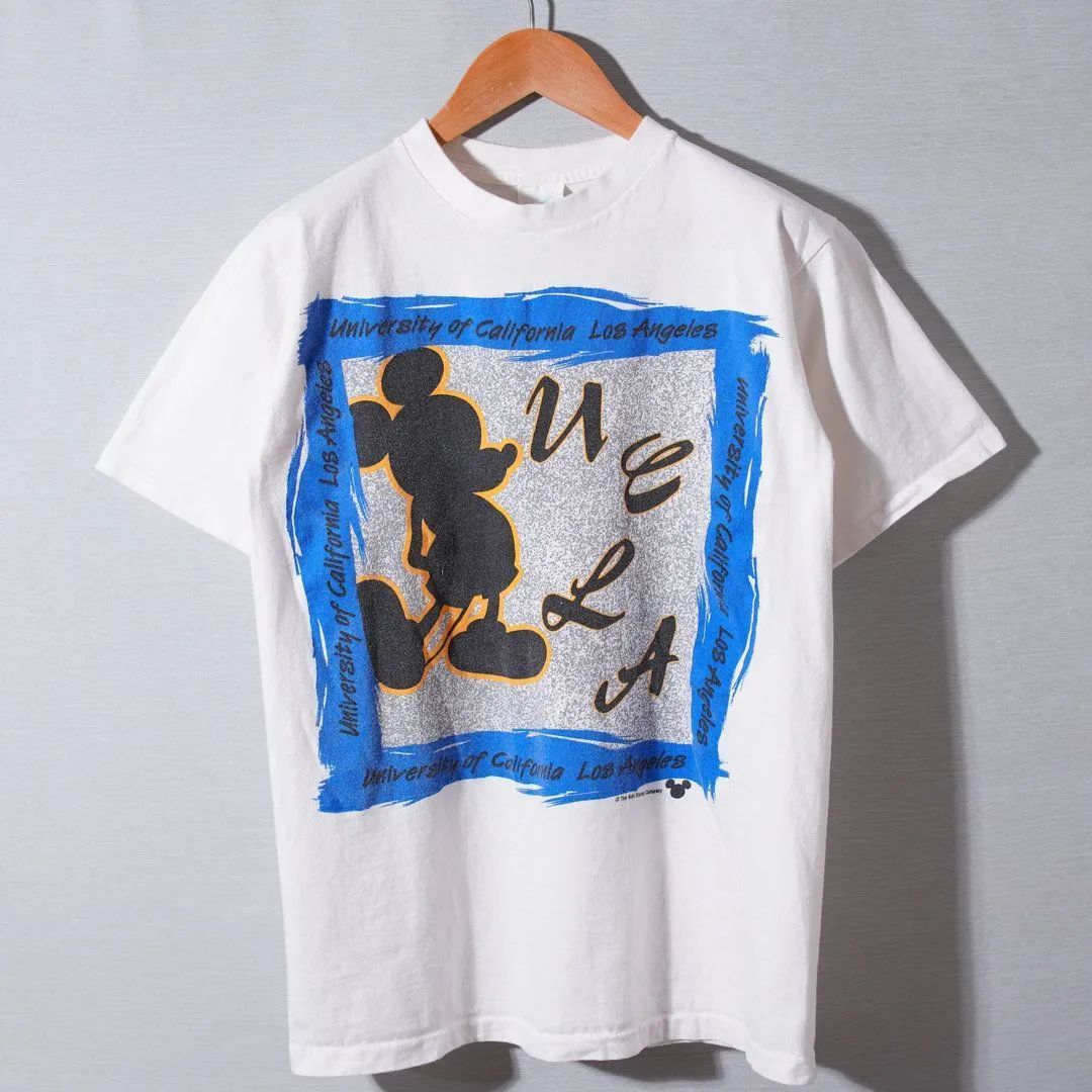 90s USA製 ディズニー Disney ミッキー MICKEY TシャツS ホワイト ユニ