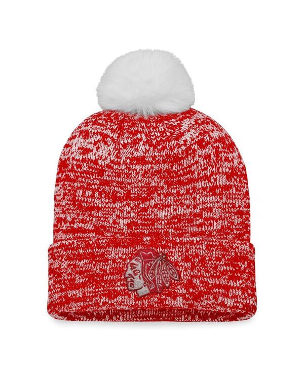 ファナティクス レディース アクセサリー 帽子 ニット Fanatics Womens Red Chicago Blackhawks Glimmer Cuffed Knit Hat with Pom 7,796円