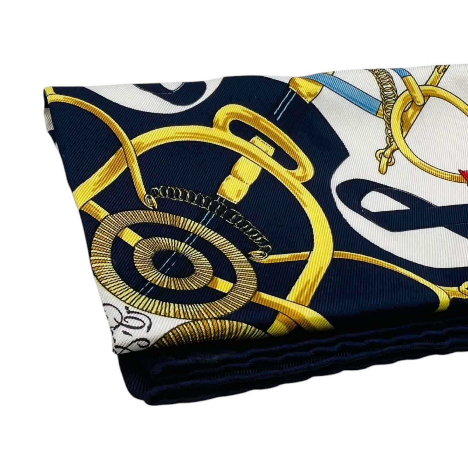 エルメス HERMES ハンカチ ネイビー シルク 約42cm×42cm - メルカリ