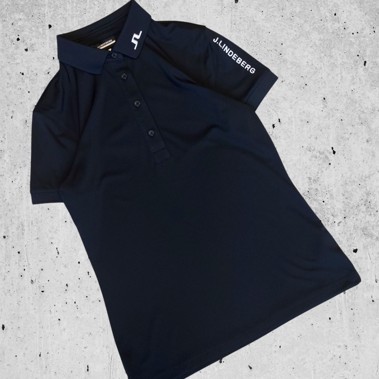 未使用レベル J.LINDEBERG Tour Tech ポロシャツ モノトーン ブラック