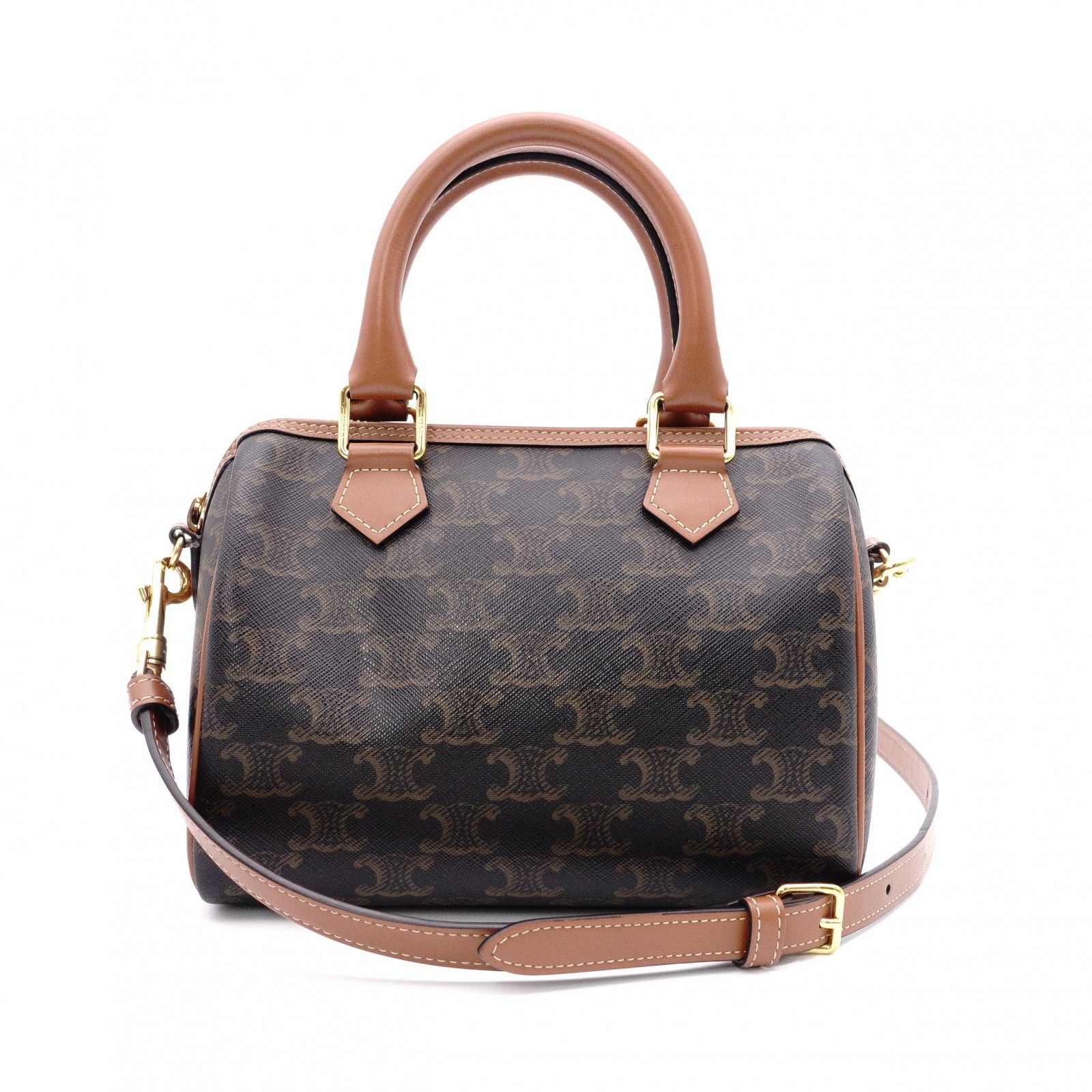 CELINE セリーヌ キュイル トリオンフ ハンドバッグ ２WAY ショルダーバッグ PVC/レザー ブラウン系 レディース