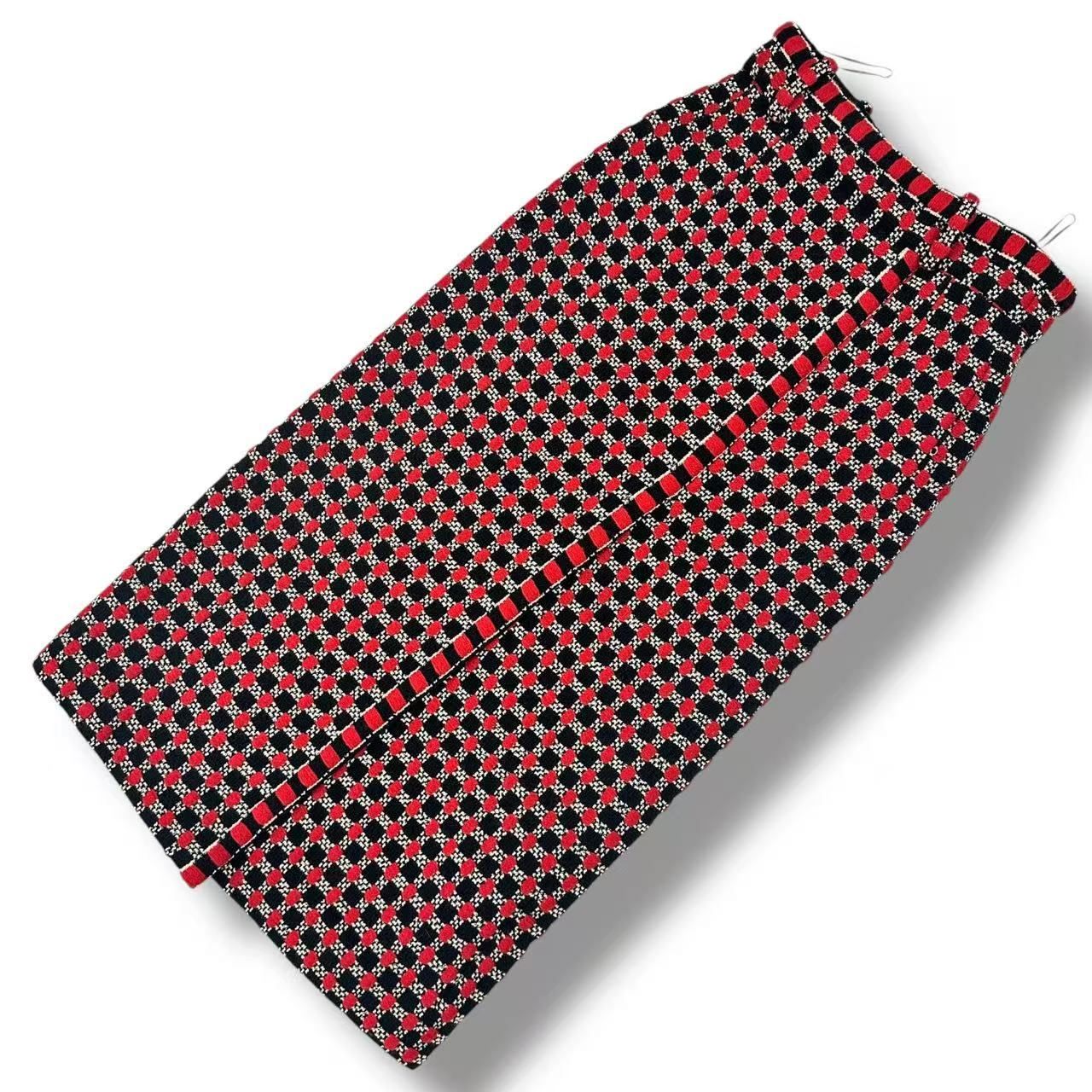 極美品 CHANEL シャネル ニット ボトムス ロングスカート チェック柄