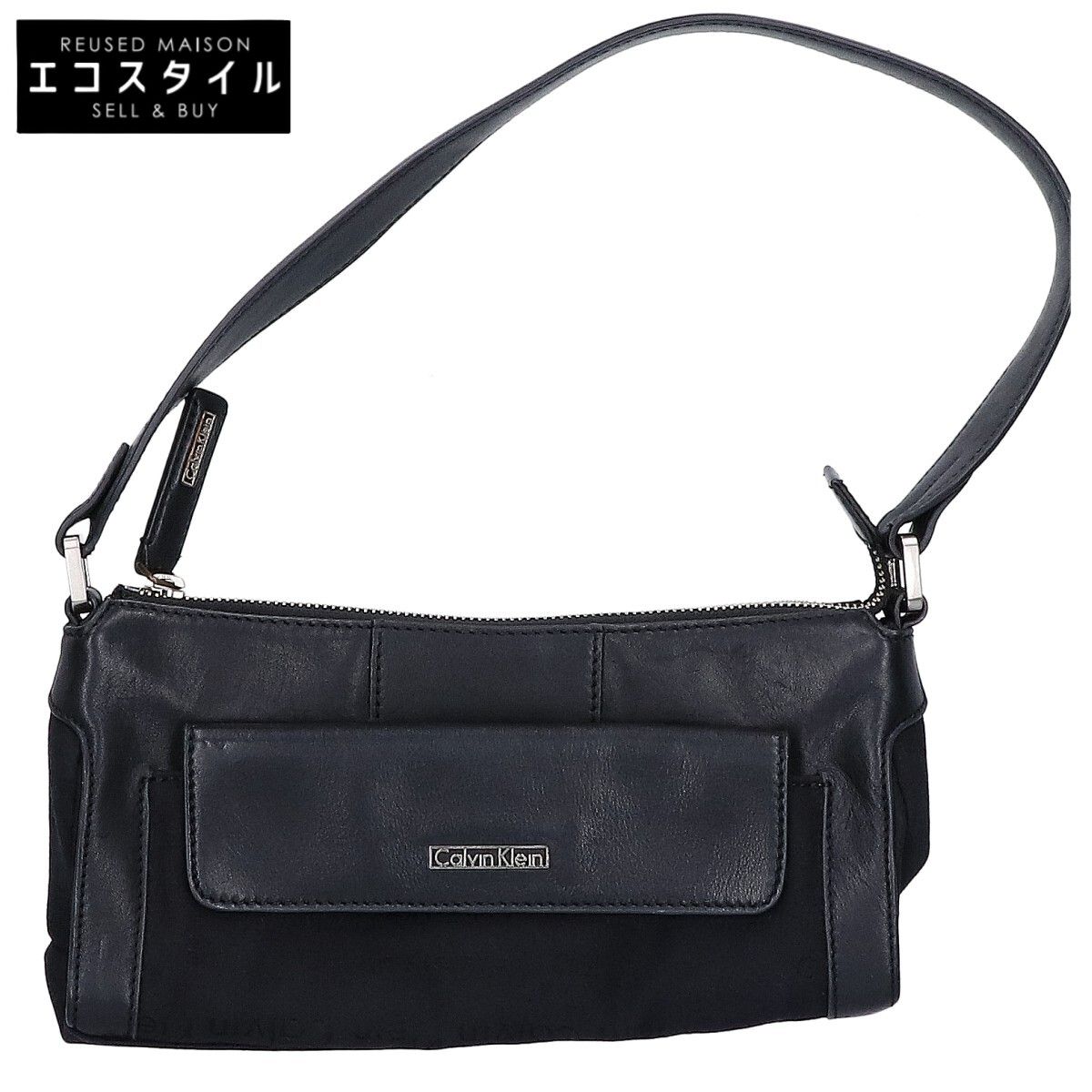 CalvinKlein　カルバンクライン　レザーｘロゴキャンバス ワンハンドル