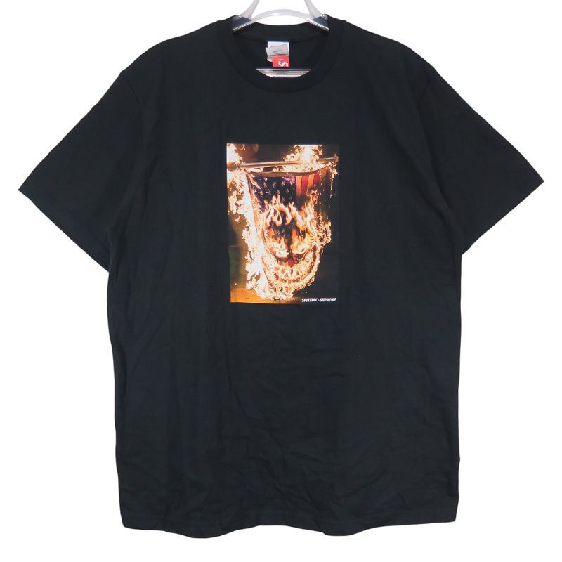 新品同様 SUPREME シュプリーム x SPITFIRE スピットファイア 26SS FLAG TEE フラッグ Tシャツ ブラック ショートスリーブ カットソー 半袖 サイズL Julk