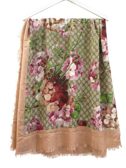 グッチ GUCCI 大判スカーフ ショール GGブルーム 花柄 ピンク ☆AA★