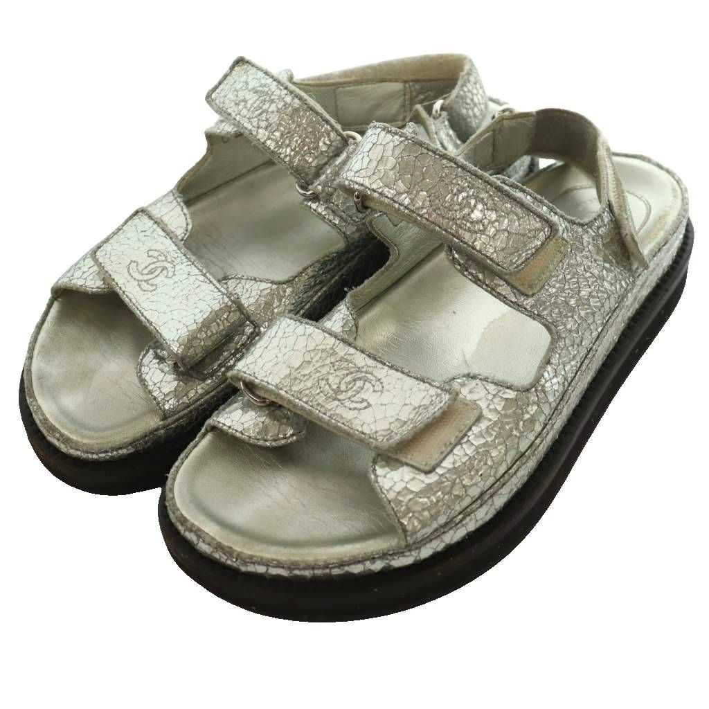 sahara　シャネル　ストラップシューズ　36.5 シャネル CHANEL グリッター サンダル ストラップ ココマーク 36.5