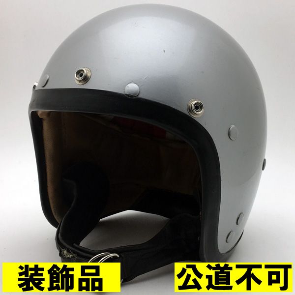 【装飾品・公道不可】60's Wストラップ A.G.V. SILVER 56cm 【海外直輸入中古品】スモールジェットヘルメット オープンフェイス ヨーロピアン シルバー 銀色 メタリック Sサイズ 66,550円