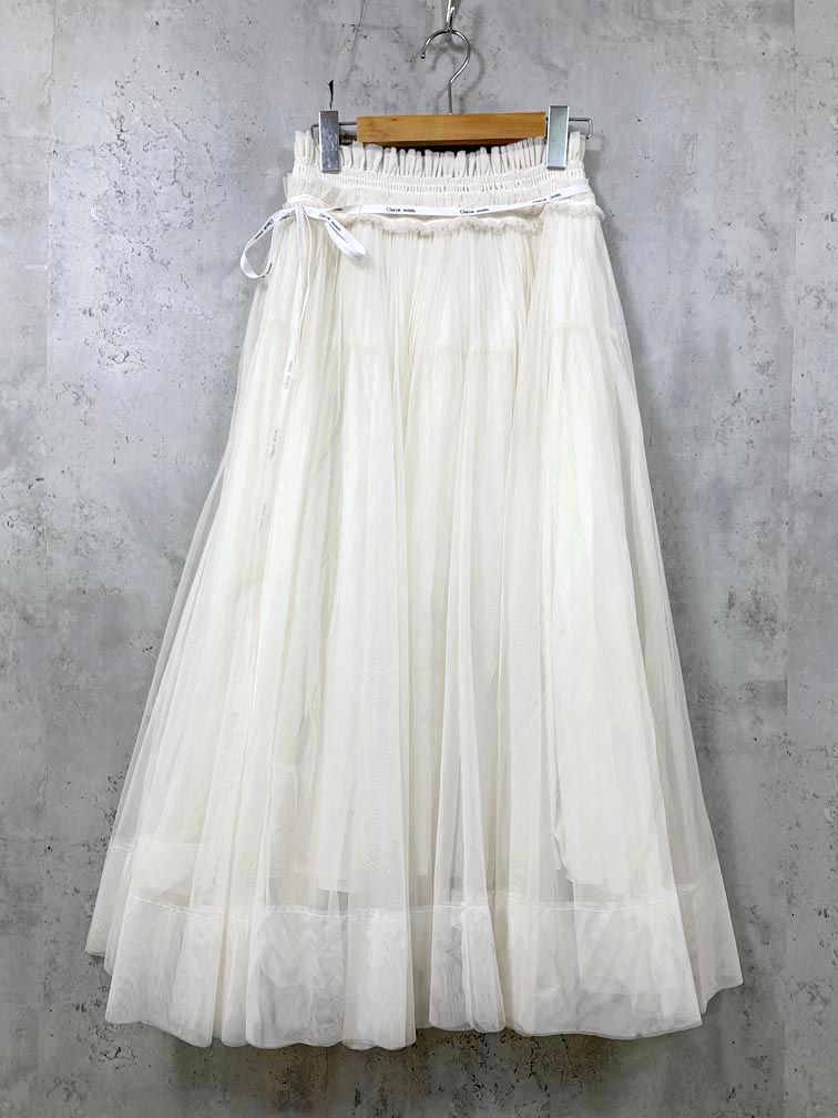 SNIDEL×Chacott スナイデル×チャコット ゴムシャーリング チュール スカート size1/アイボリー ■■◎レディース