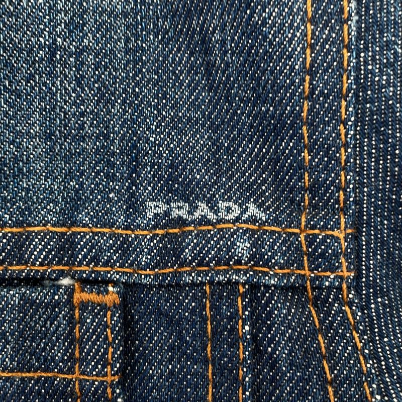 中古】PRADA レイヤード デニムジャケット インディゴ 48 プラダ[24