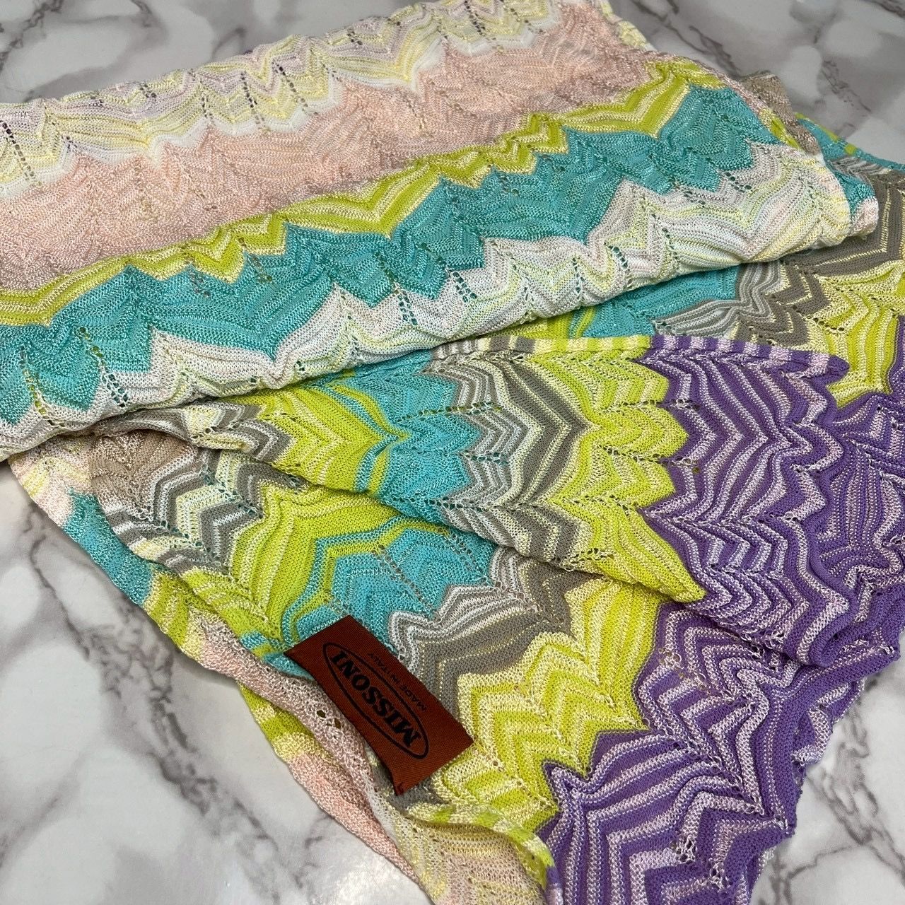 ミッソーニ　MISSONI ショール　モヘアラムズウール　長さ2m程　希少正規品 美品】ミッソーニ MISSONI シェブロン柄 ストール ショール マルチ