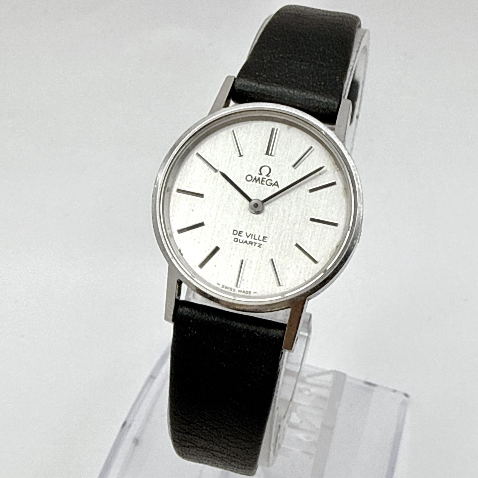 A156【稼働・アンティーク】 OMEGA DeVille vitage watch オメガ デビル ラウンドケース プッシュ式リューズ クォーツ レディースウォッチ