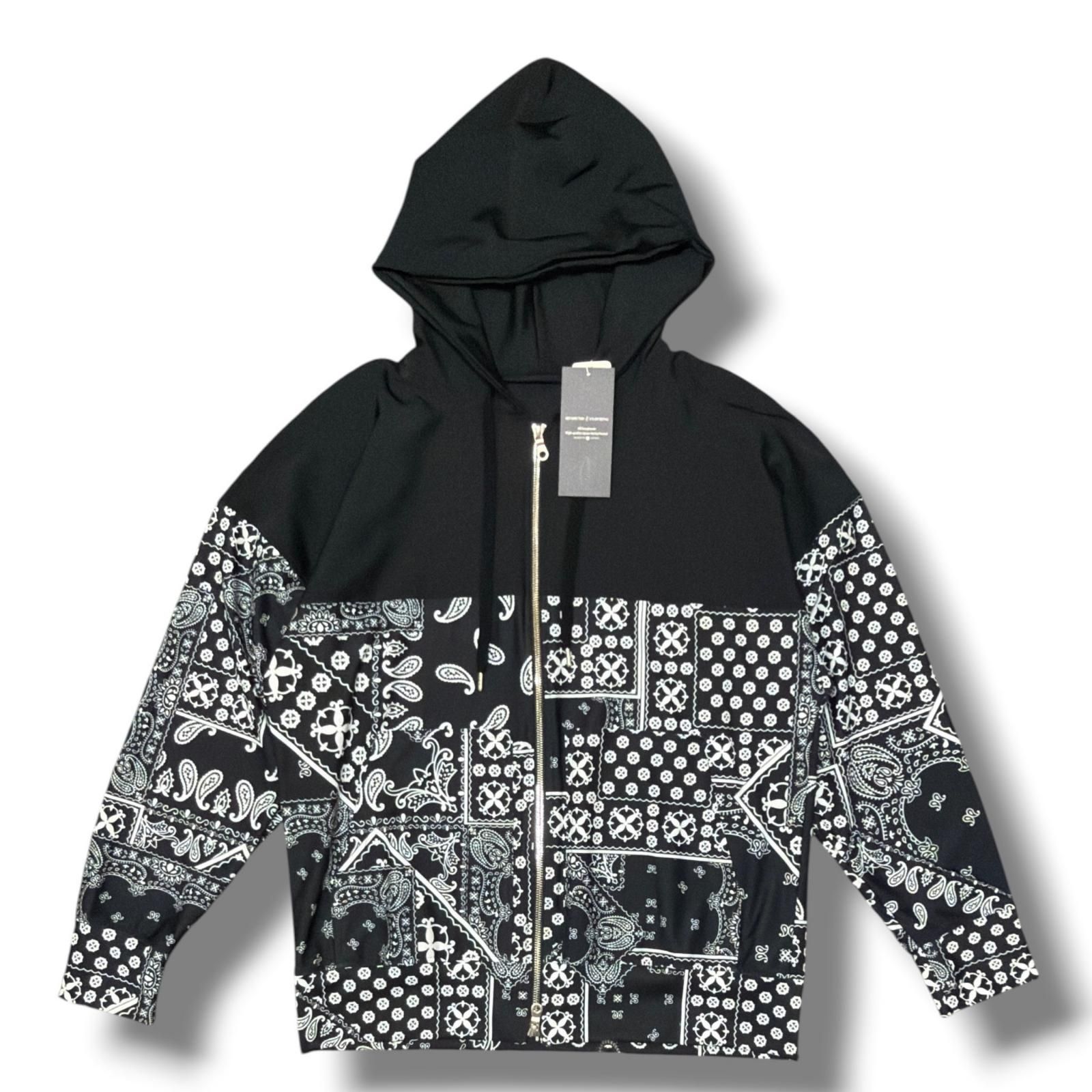 【姫路東店】 中古 RESOUND CLOTHING | リサウンドクロージング パーカー PAISLEY RUSH OVER ZIPUP HOODIE RC32-C-001 ブラック サイズ：3 【104】 参考上代29700円 未使用 RESOUND CLOTHING PAISELY RUSH OVER ZIPUP