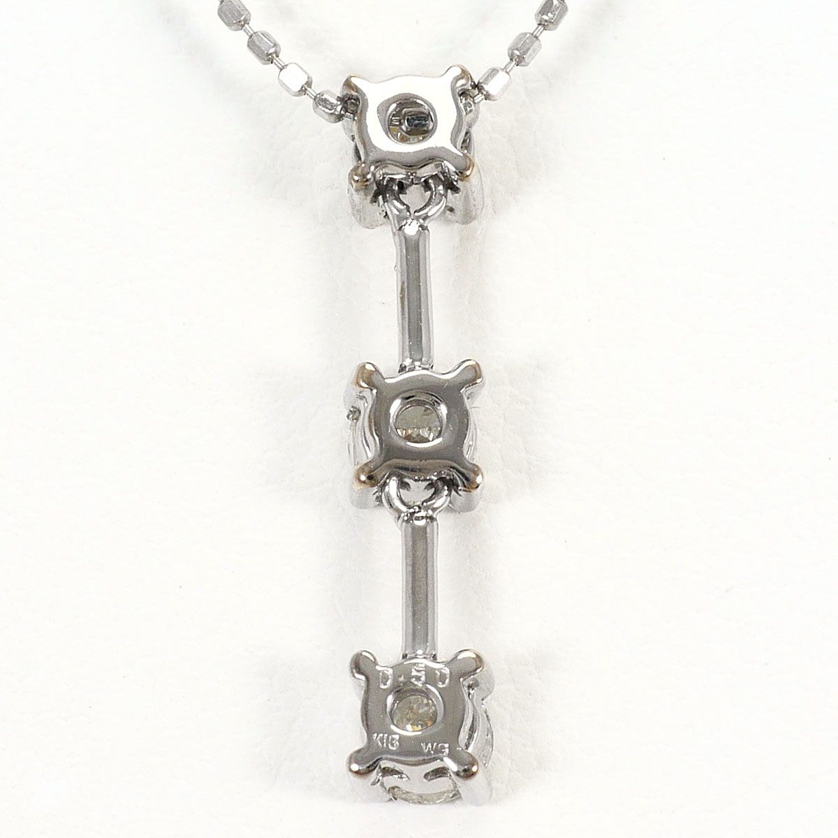 K18WG ネックレス ダイヤモンド 0.50ct 鑑別書 総重量約2.1g 約40cm