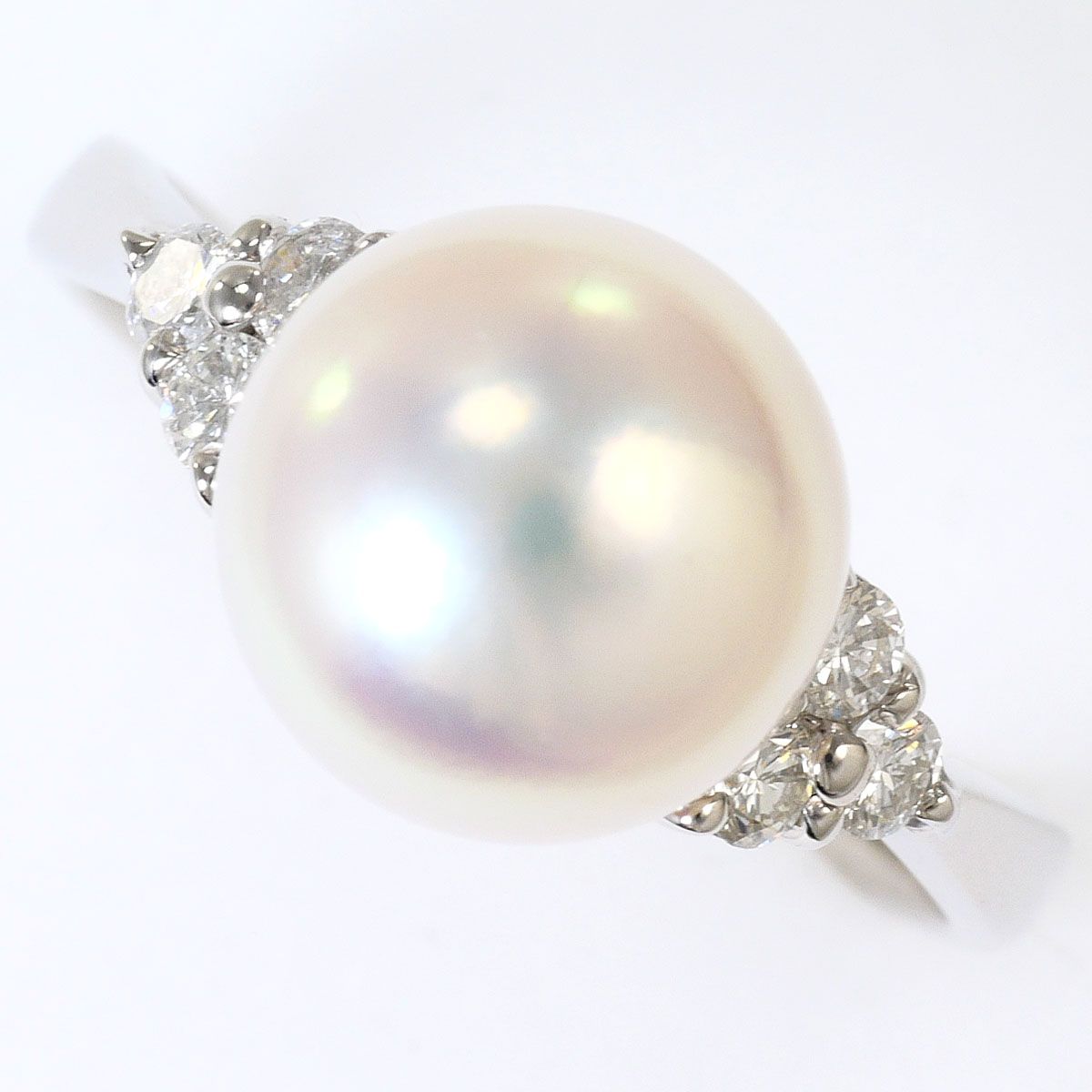 PT900/プラチナ リング・指輪 12号 パール（真珠） ダイヤモンド 0.25ct 総重量約4.8g
