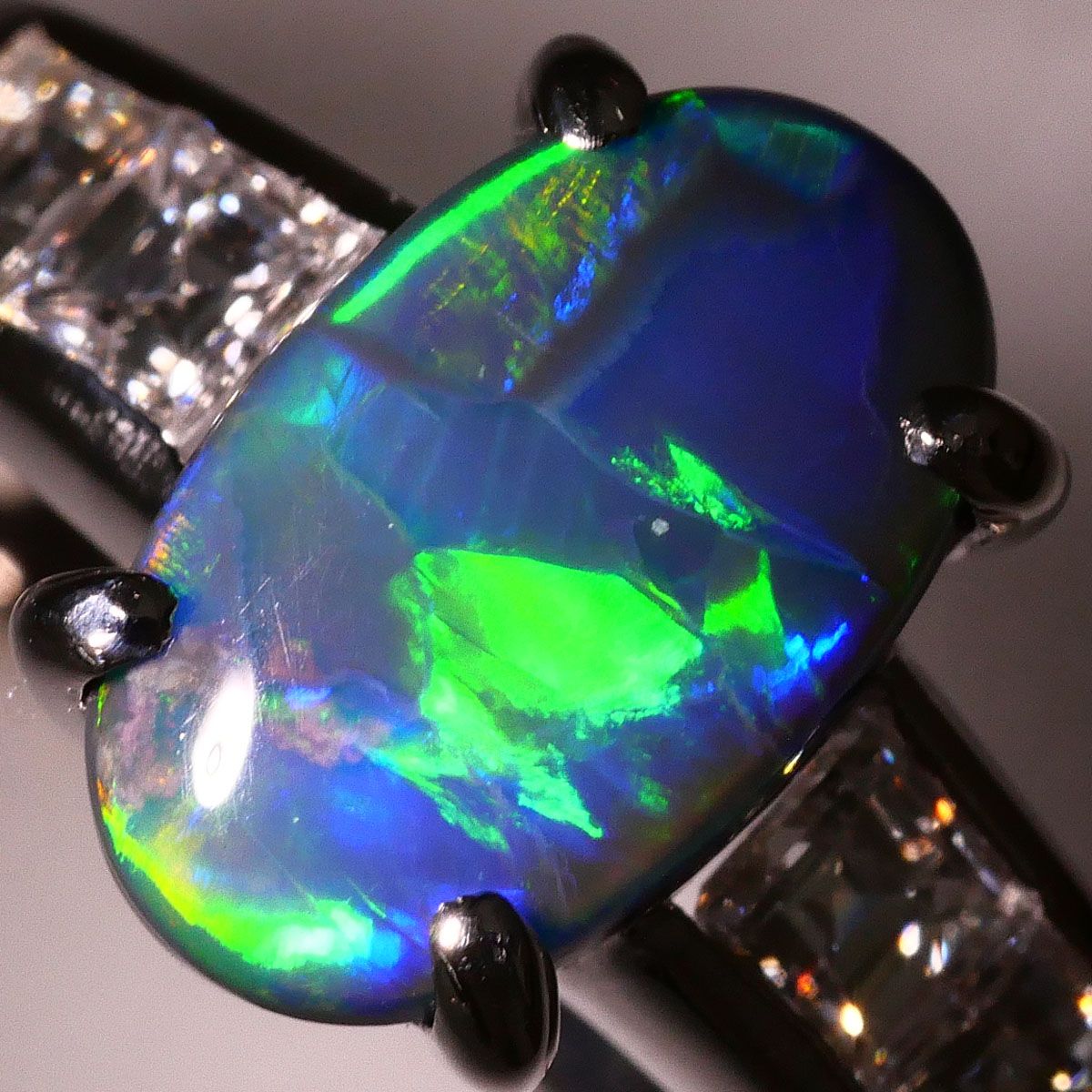 PT900/プラチナ リング・指輪 12号 ブラックオパール 1.20ct