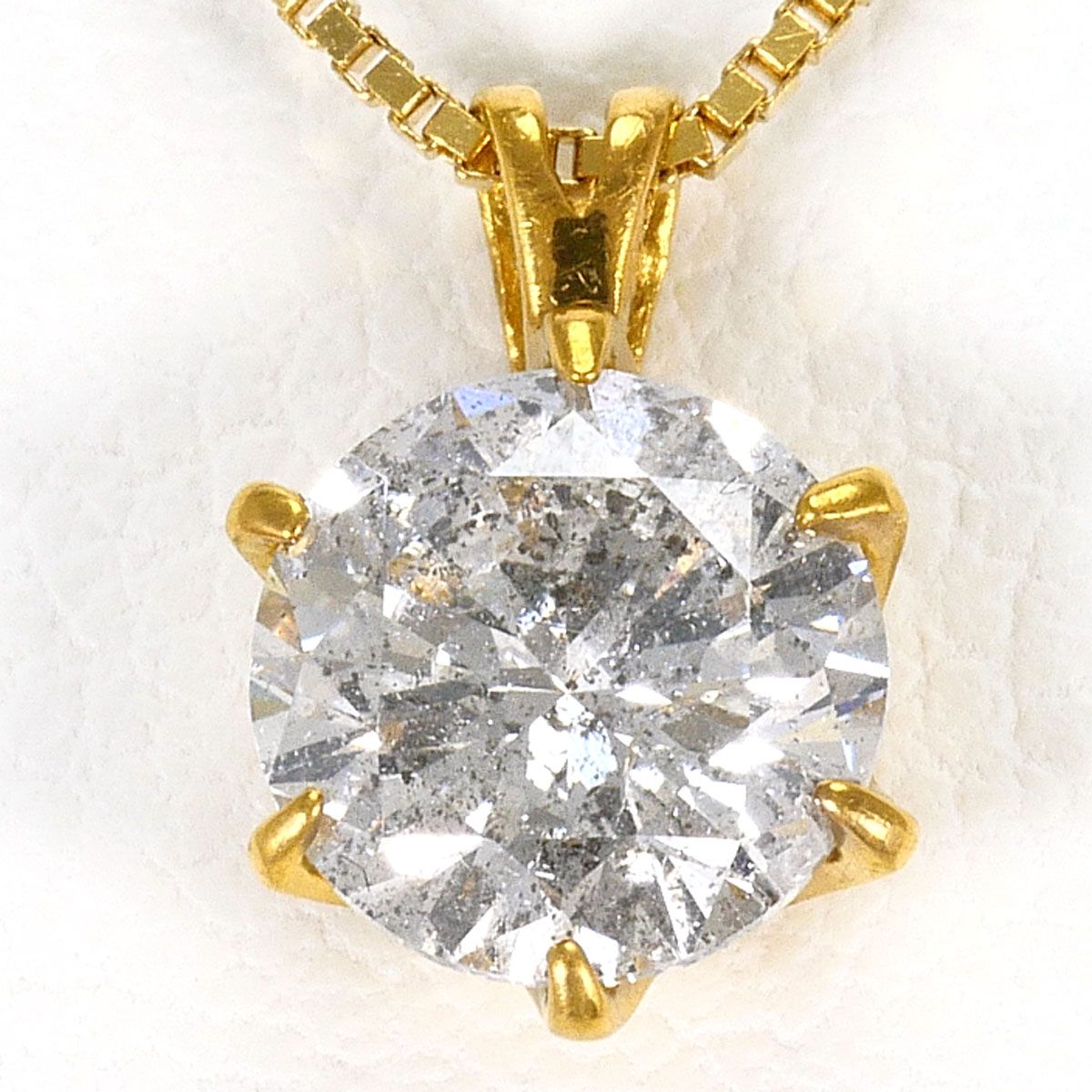 K24YG K18YG ネックレス ダイヤモンド 0.733ct 鑑別書 総重量約1.7g 約