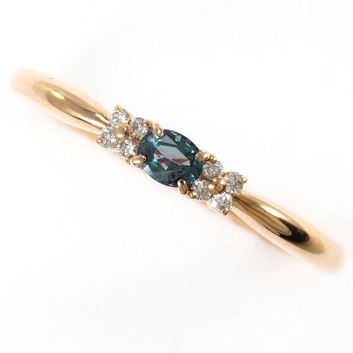 K18PG リング・指輪 11.5号 アレキサンドライト 0.13ct ダイヤモンド 0.04ct 総重量約1.7g