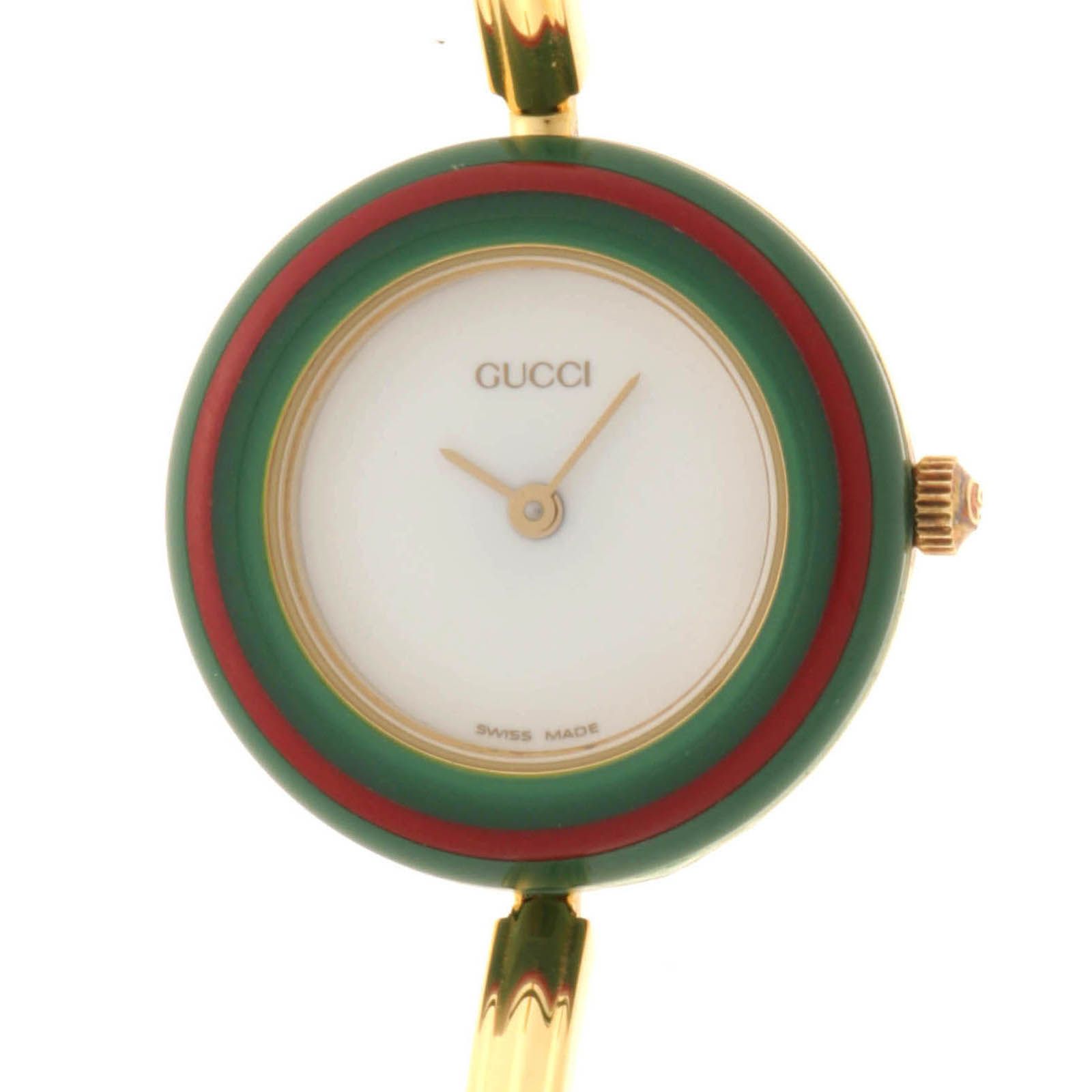 GUCCI グッチ チェンジベゼル 11/12.2 腕時計 GP GP ホワイト クオーツ ホワイト文字盤 レディース【中古】436