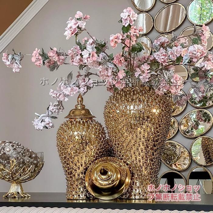 フラワーベース フラワーポット ボトル セラミック ゴールド メッキ 花瓶 フラワーアレンジメント 小物収納 お洒落 エレガント ヨーロピアン スタイリッシュ
