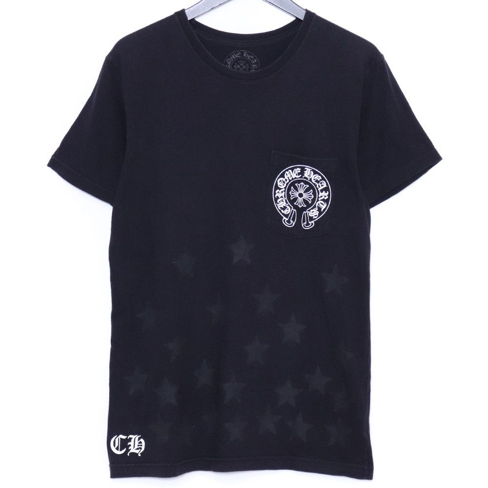 CHROME HEARTS スタープリント ポケットTシャツ ブラック S CHROME HEARTS スタープリント バックスクロールラベル ポケットT