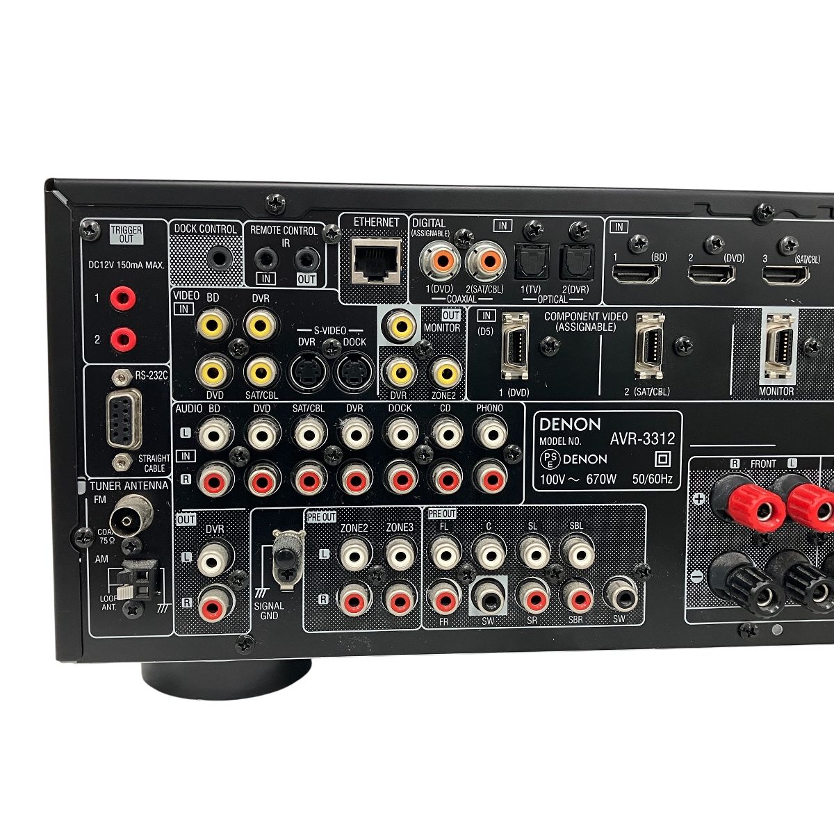 DENON AVR-3312-K デノン オーディオ機器 ブラック AVアンプ 中古