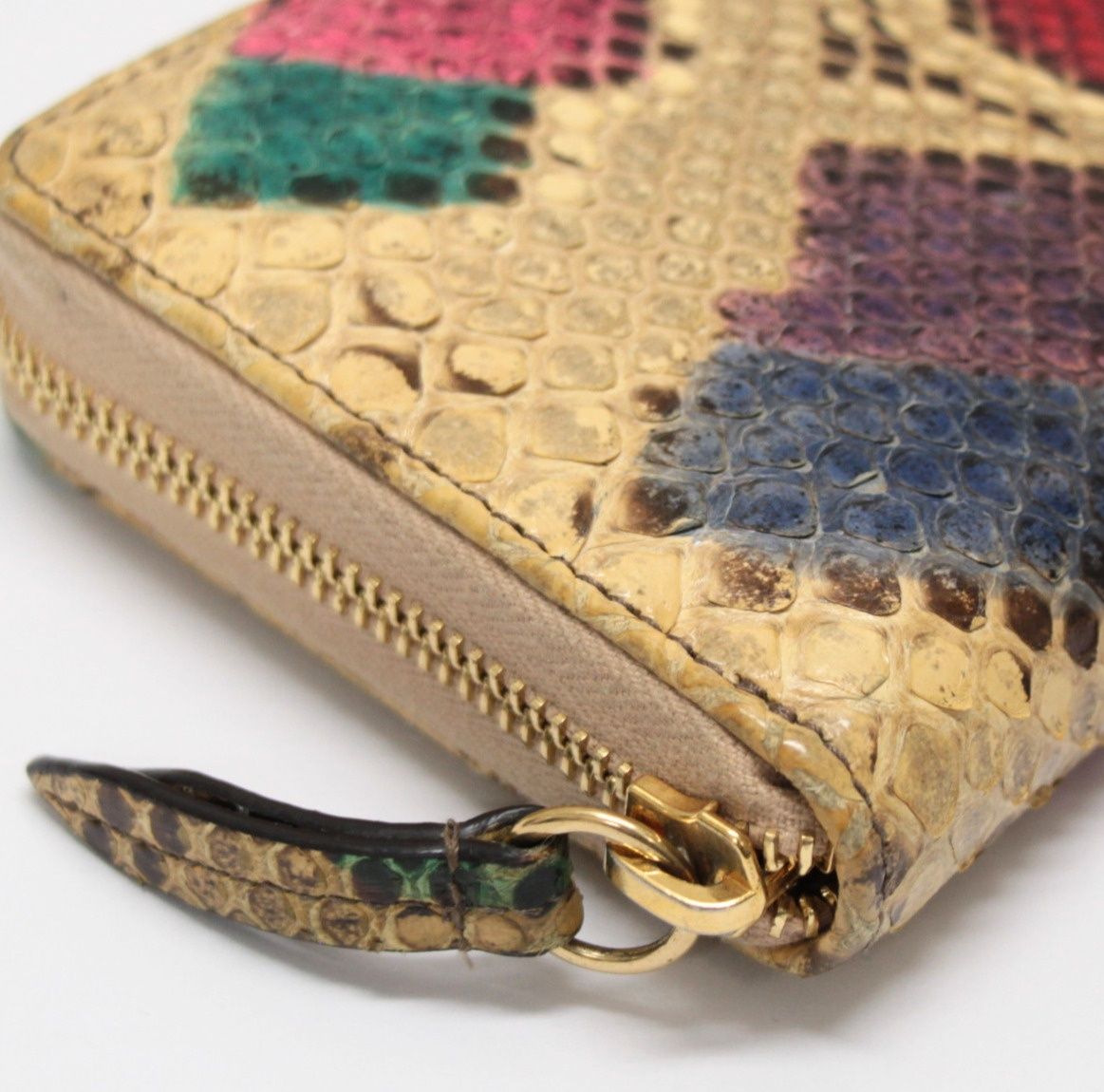 GUCCI グッチ GGマーモント ラウンドファスナー長財布 パイソン マルチ