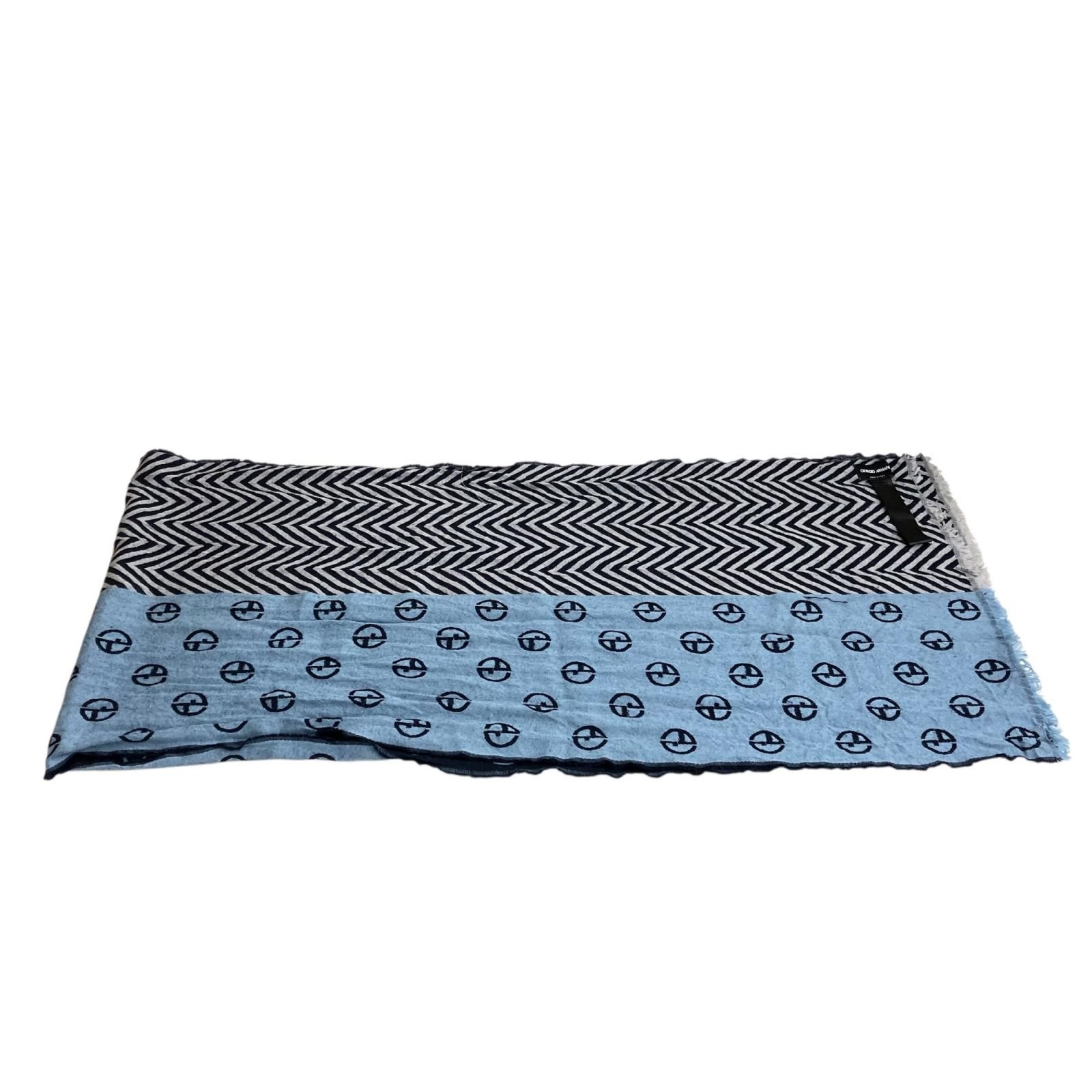 186005 現状品 GIORGIO ARMANI ジョルジオアルマーニ ストール ブルー
