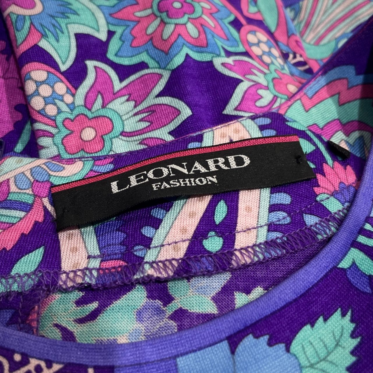LEONARD レオナール 花柄 総柄 ボートネックカットソー レディース 40