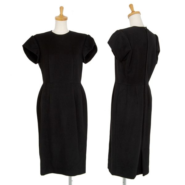 コムデギャルソンCOMME des GARCONSカシミヤ混パワーショルダーパフスリーブワンピース 黒M