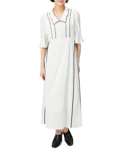 [スナイデル] パイピングデザインプリントワンピ