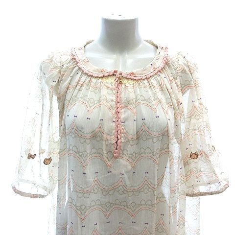 シェリーラファム　フランシュリッペ ビーズ刺繍レース　スカート　Mサイズ シェリーラファム Cherir la femme ワンピース ひざ丈 ロールカラー
