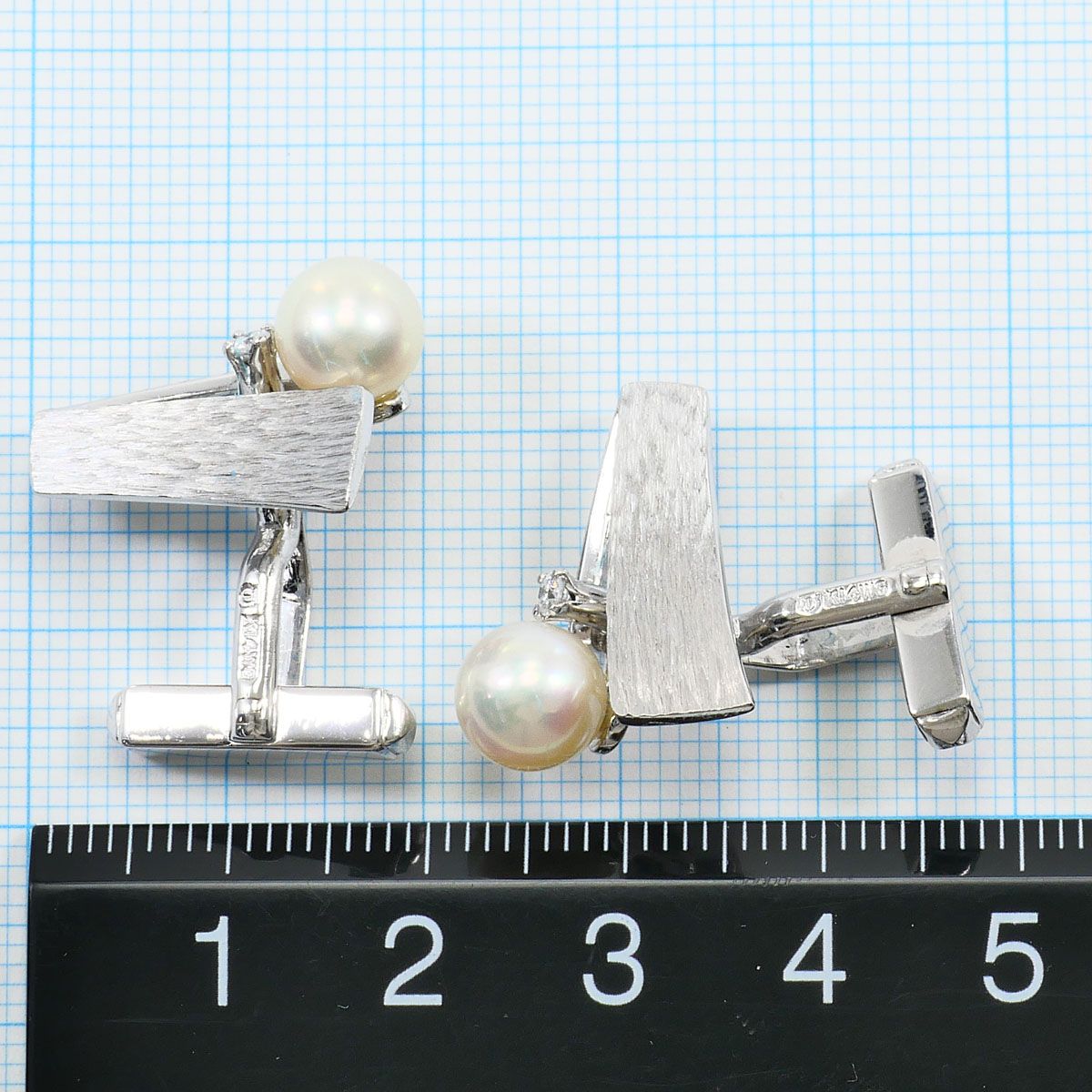 タサキTASAKI K14WG silverマベパールカフス タイピン ✨美品