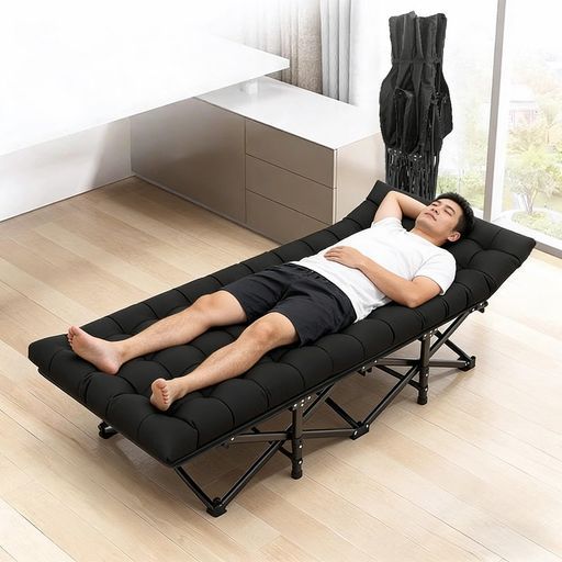 折りたたみベッド 幅広 シングル 簡易ベッド 幅80cm 折り畳み式 アウトドア キャンプ コット 耐荷重150kg 取り外し可能マットレス 組立不要