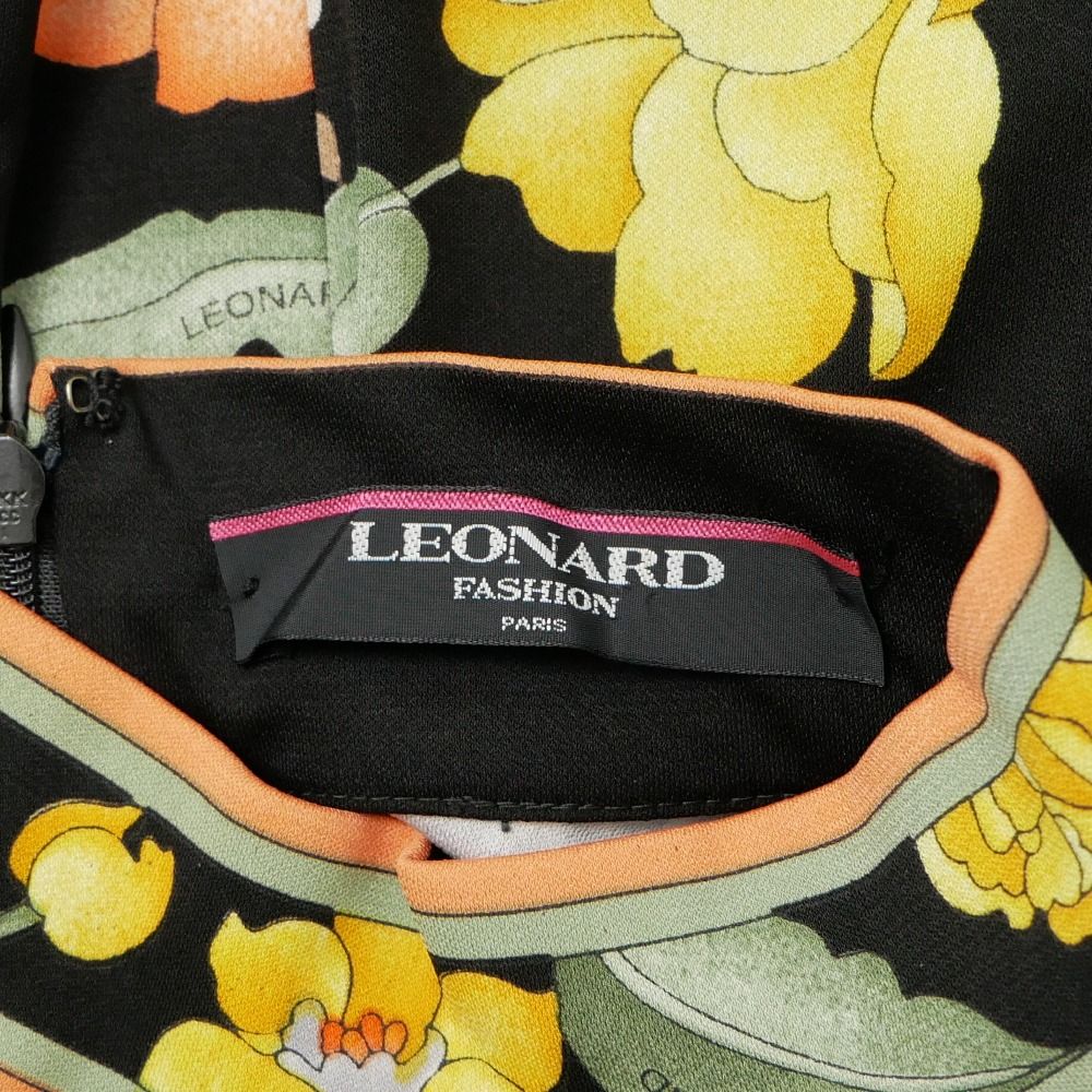 □美品□LEONARD レオナール ワンピース サイズL カンカン ジャージー