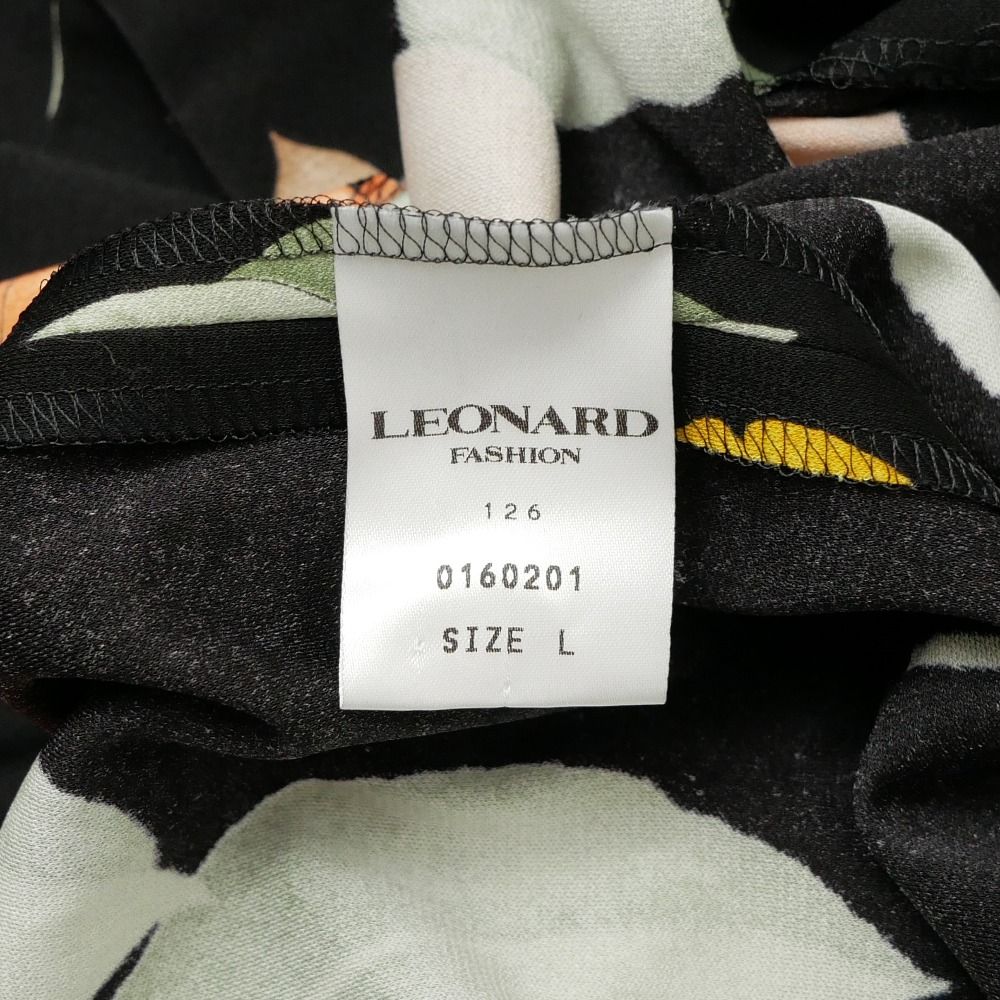□美品□LEONARD レオナール ワンピース サイズL カンカン ジャージー