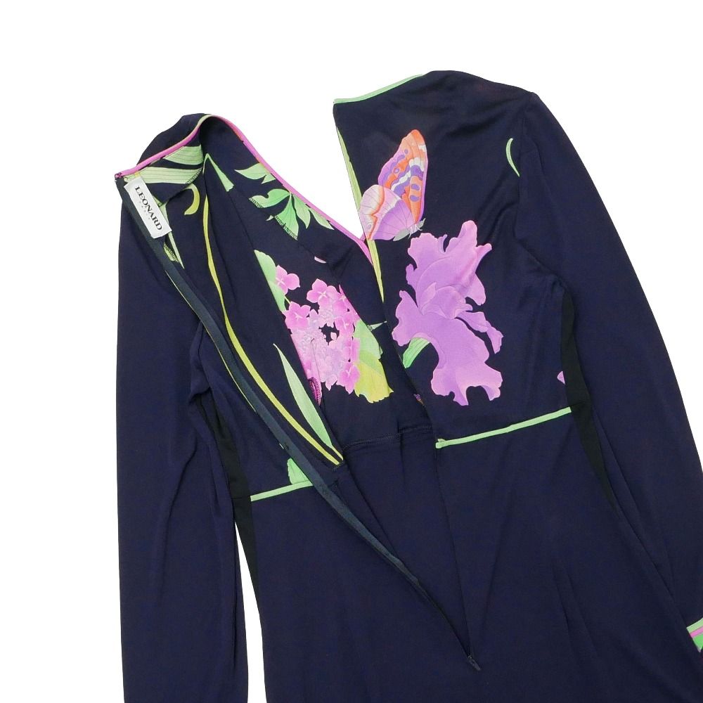 □美品□LEONARD レオナール ワンピース サイズ42 カンカン ジャージー