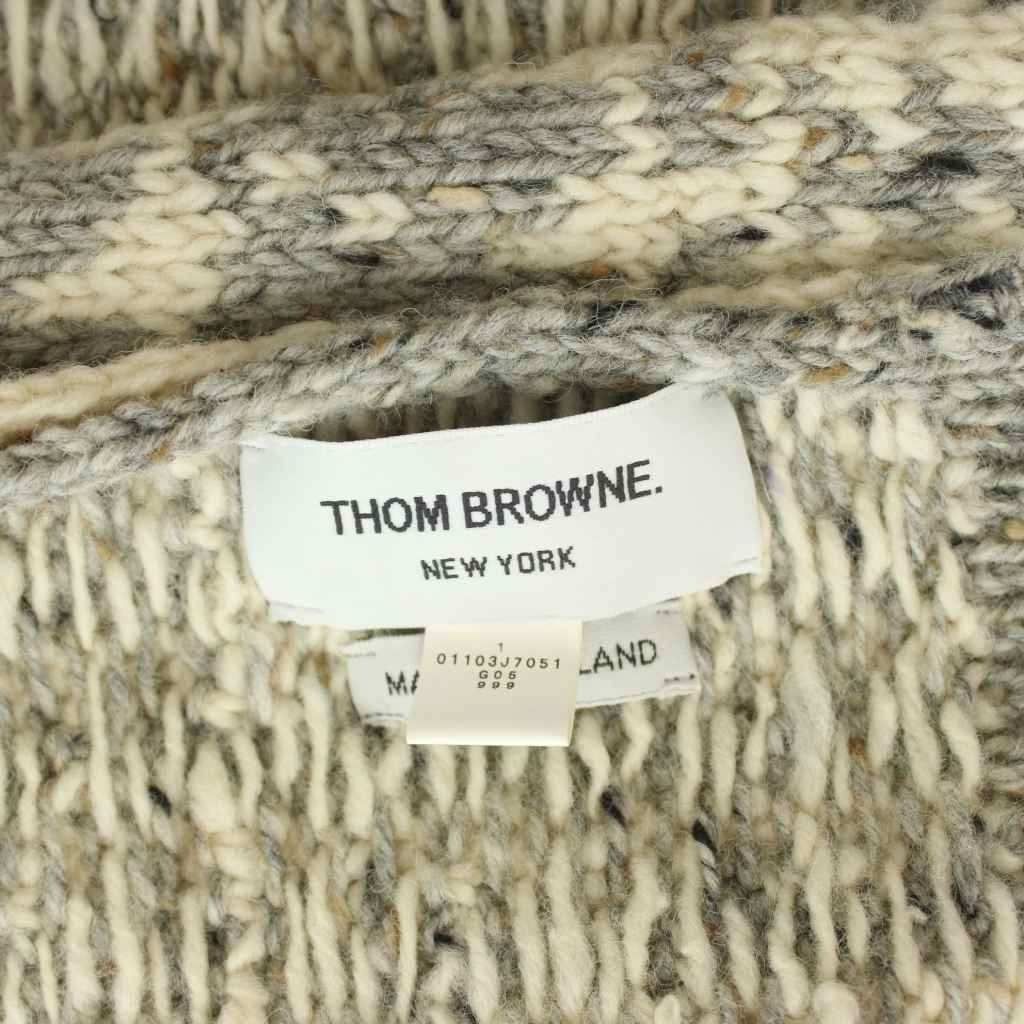 トムブラウン THOM BROWNE マフラー ニット ウール 総柄 アイボリー