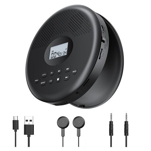ARAFUNA ポータブル CDプレーヤー Bluetooth対応 コンパクト 音飛び防止 2000mAh充電式バッテリー A-Bリピート/+10スキ