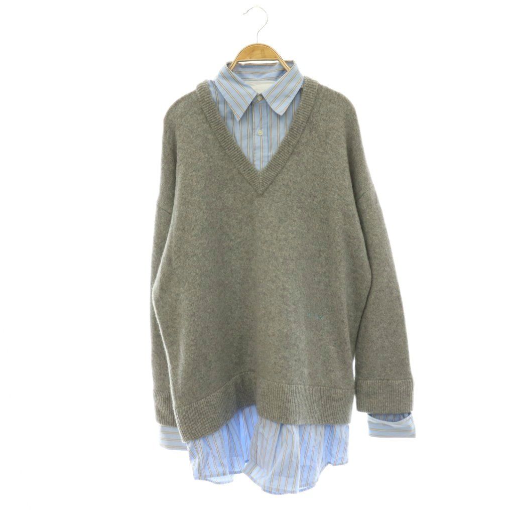 ワンピース MYLAN Cashmere Layered Dress マイラン MYLAN 24AW Cashmere V neck Knit Shirt Layered Dress