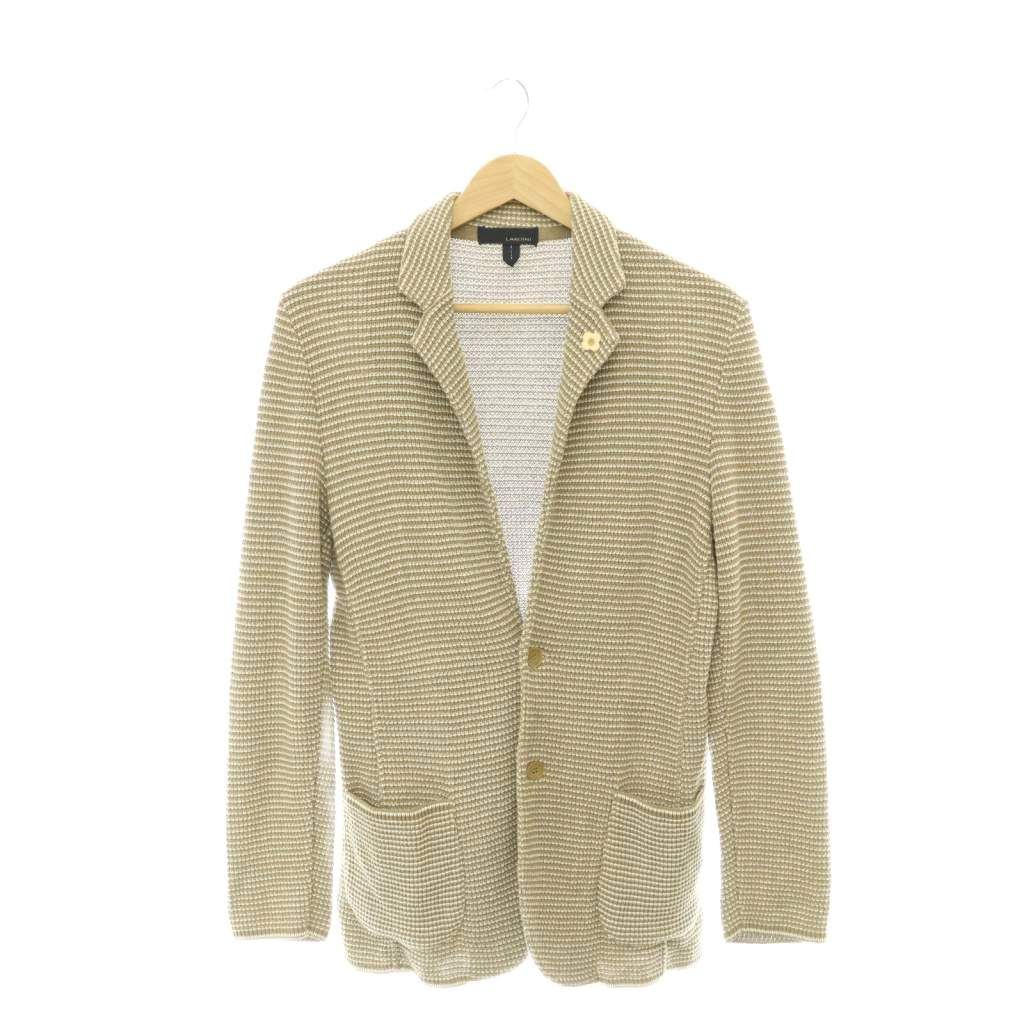 LARDINI ニットジャケット ベージュ XS ラルディーニ LARDINI コットンニットジャケット 2B シングル XS