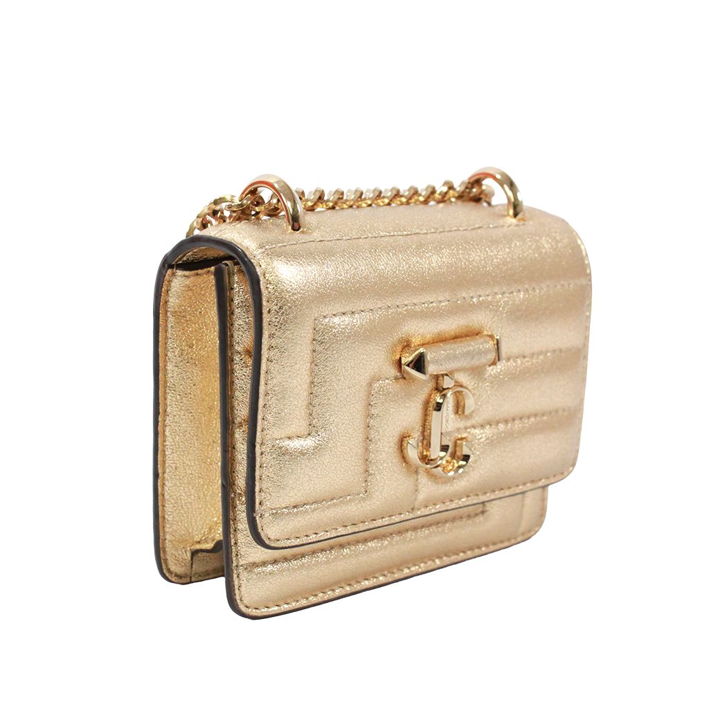 JIMMY CHOO ジミーチュウ チェーンショルダーバッグ ヴァレンヌ アヴェニュー クワッド ショルダーバッグ レザー ゴールド【中古】 レディース