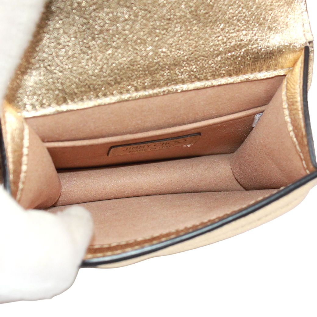 JIMMY CHOO ジミーチュウ チェーンショルダーバッグ ヴァレンヌ アヴェニュー クワッド ショルダーバッグ レザー ゴールド【中古】 レディース