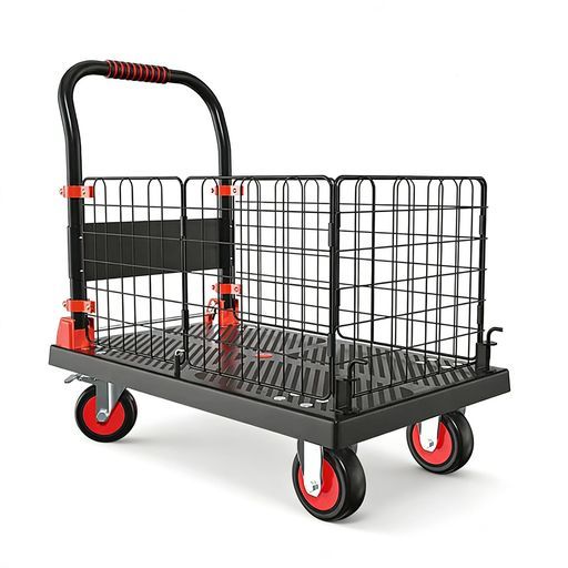 cxyin-home カゴ台車 落下防止柵付き 71x47x70cm 耐荷重200kg 作業用手袋付き 大型 手押しメッシュ台車 ストッパー付き メッ 12,955円