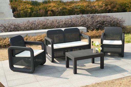 BTM ガーデンソファセット ガーデンファニチャー 4点セット ラタン調 収納 ベランダ コンパクト 屋外家具 おしゃれ 撥水加工 省スペース 耐久性 27,304円