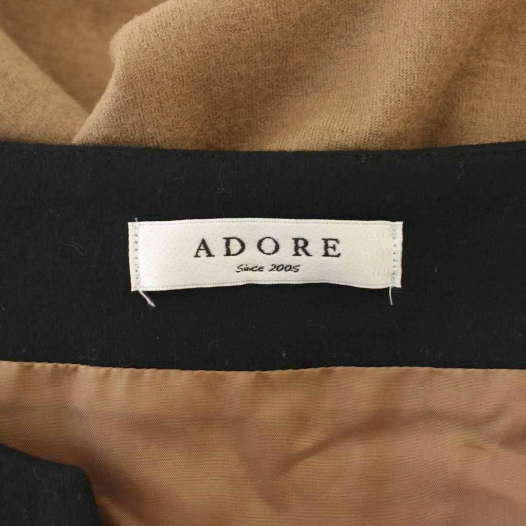 ADORE - ADORE(アドーア) チュニック サイズ38 M レディース - 黒×ベージュ クルーネック/長袖 アドーア ADORE チュニック 36 茶 ブラウン 黒 ブラック Vネック 長袖