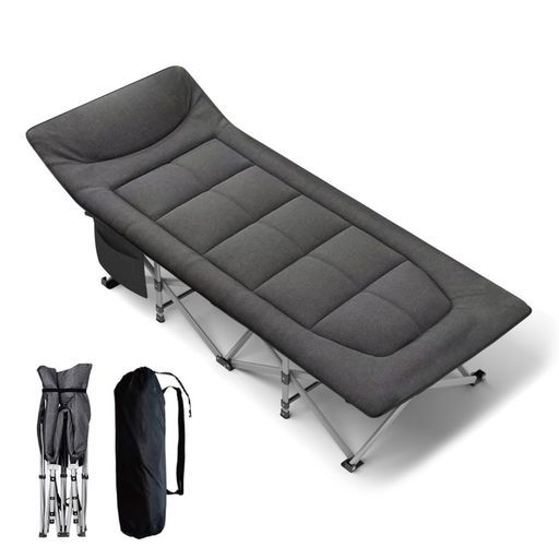 ANYATE 折りたたみベッド 簡易ベッド コット 室内外兼用 アウトドア キャンプ 耐荷重200kg 組み立て不要 収納袋付き (ブラック)