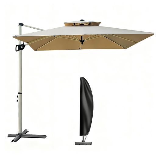 MAYAMI-Home ガーデンパラソル 大型 220/250cm 風に強い 長方形 ハンギングパラソル 二層通気 防風 UVカット 撥水 角度調整