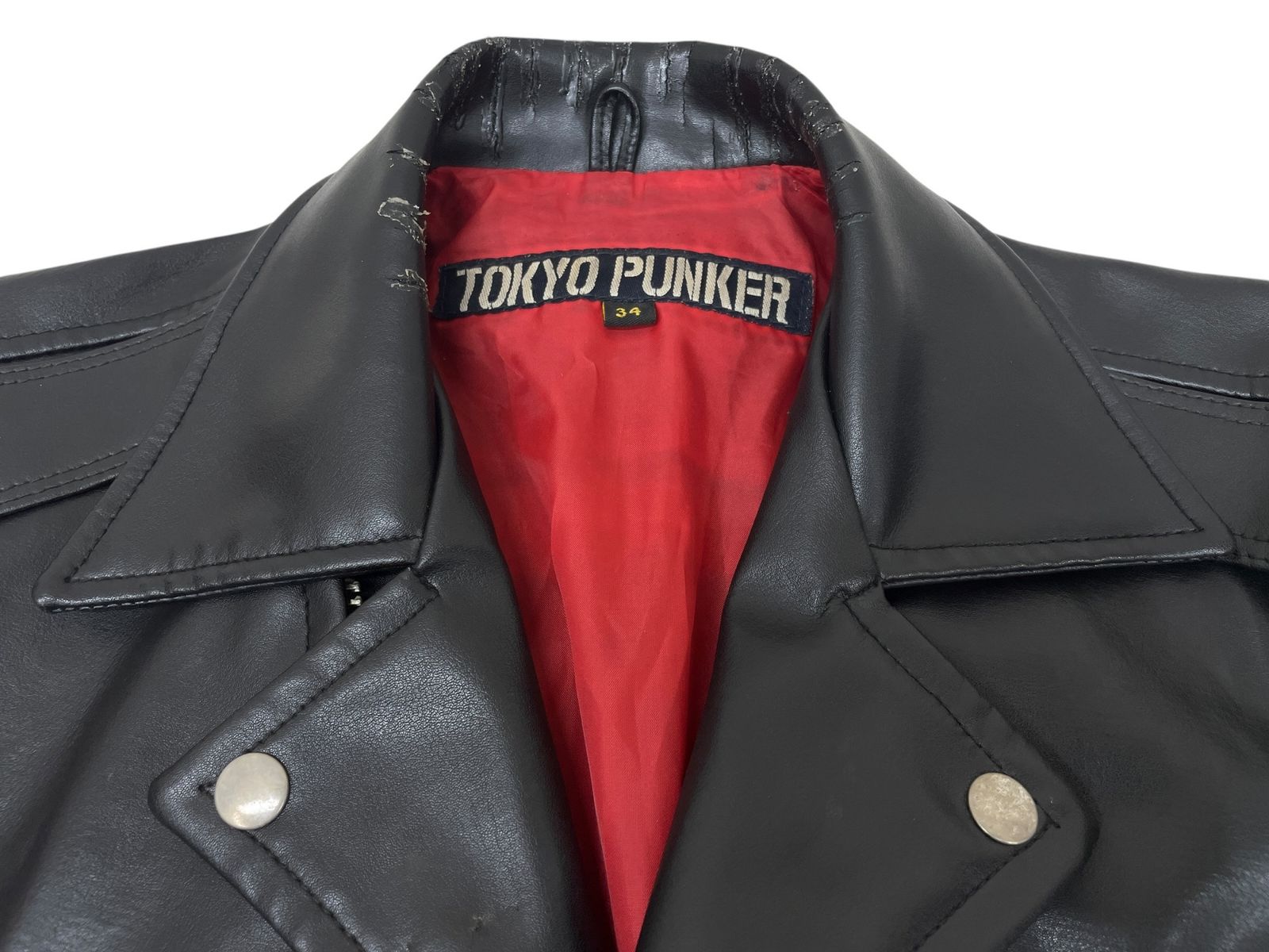 TOKYO PUNKER ダブルライダースジャケット レザー 34 ブラック メンズ